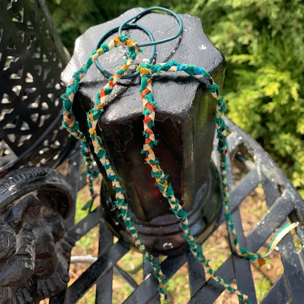 Kreativekristen up-cycled hand-braided  bohemian style hair ties hair bow